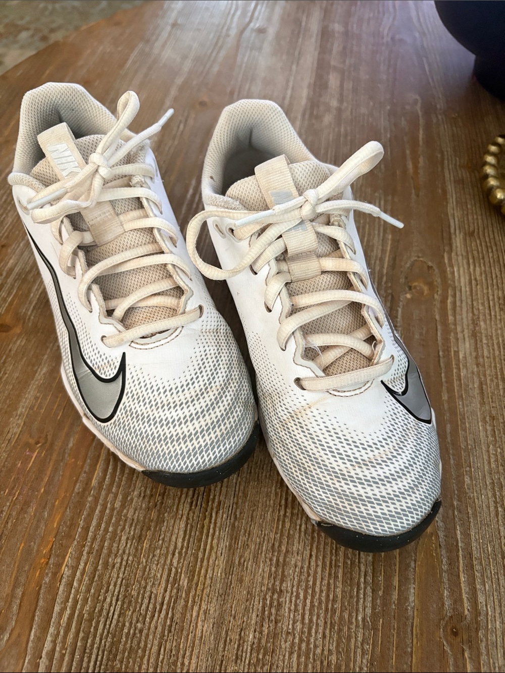 Nike Kids White and Black Mesh Athletic Cleats